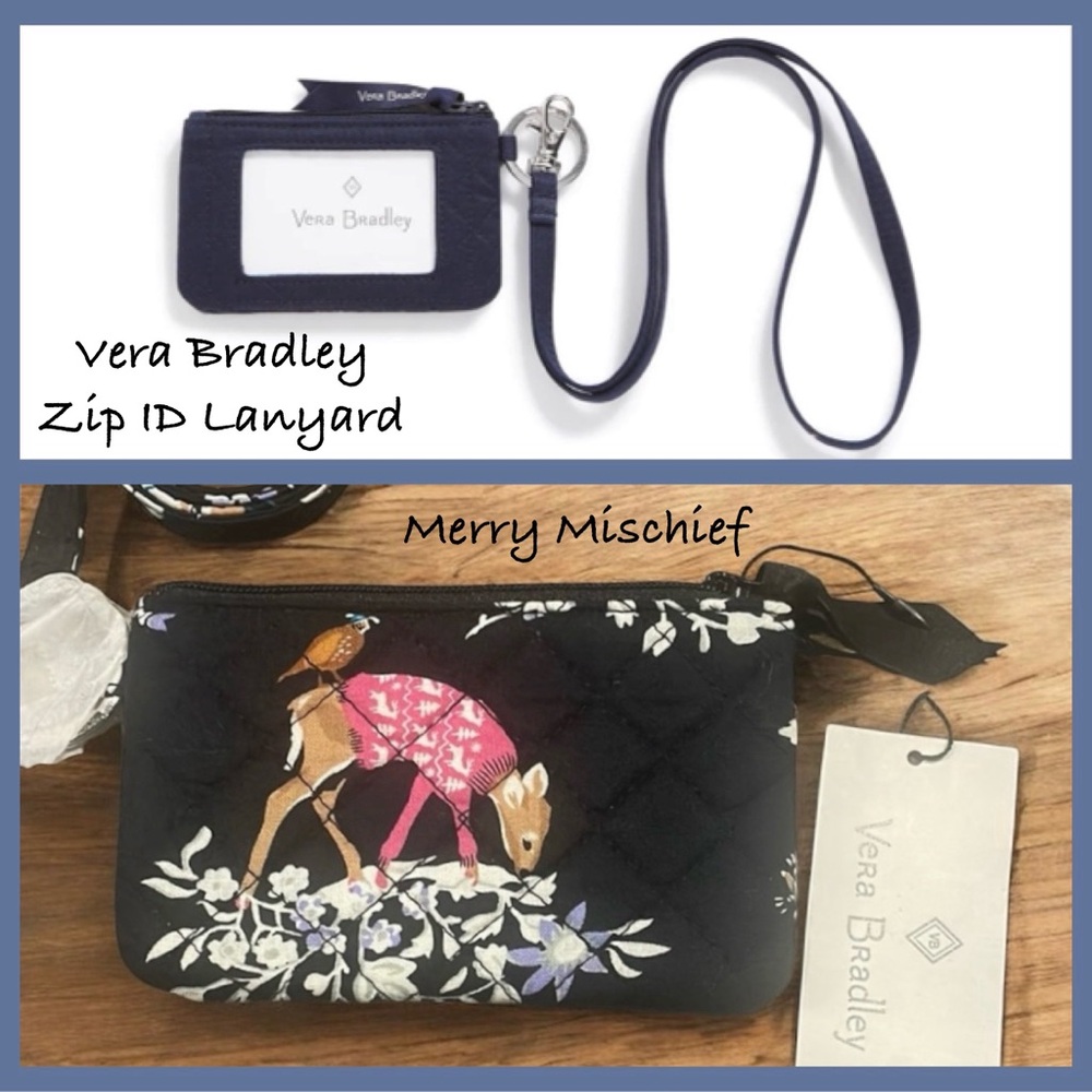 Vera Bradley Zip ID Lanyard in the cutest cut of the “Merry Mischief” print NWT
